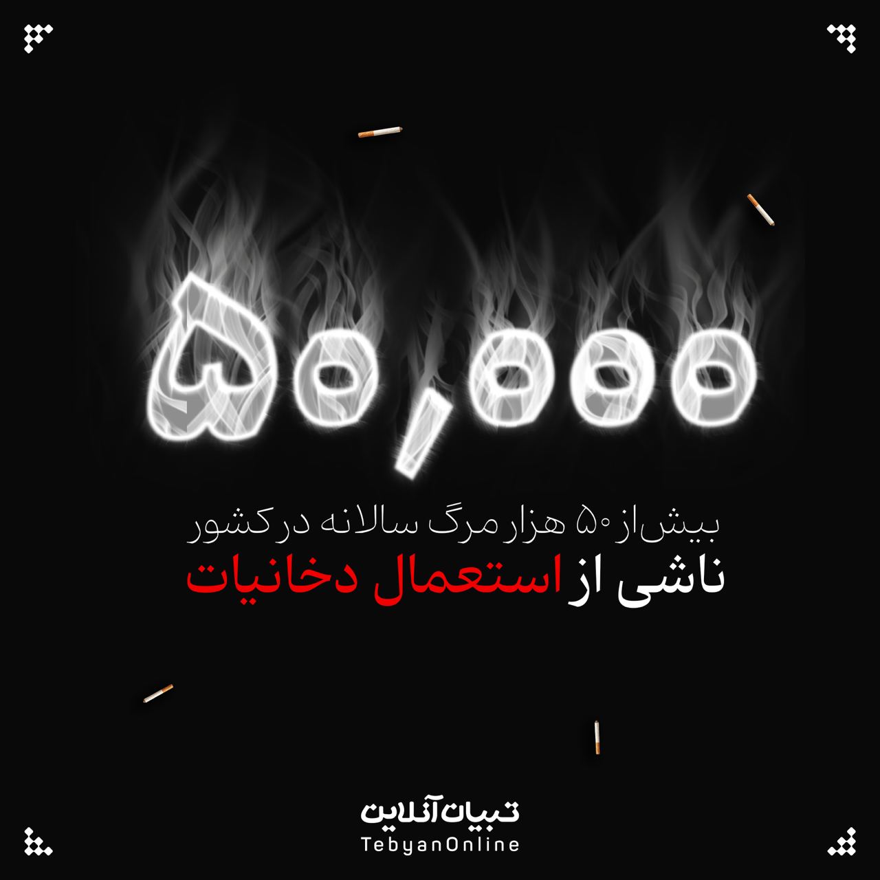 بیش از ۵۰ هزار مرگ سالانه در کشور ناشی از استعمال دخانیات