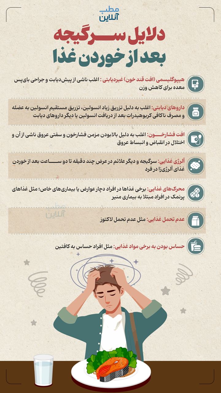 دلایل سرگیجه بعد از خوردن غذا