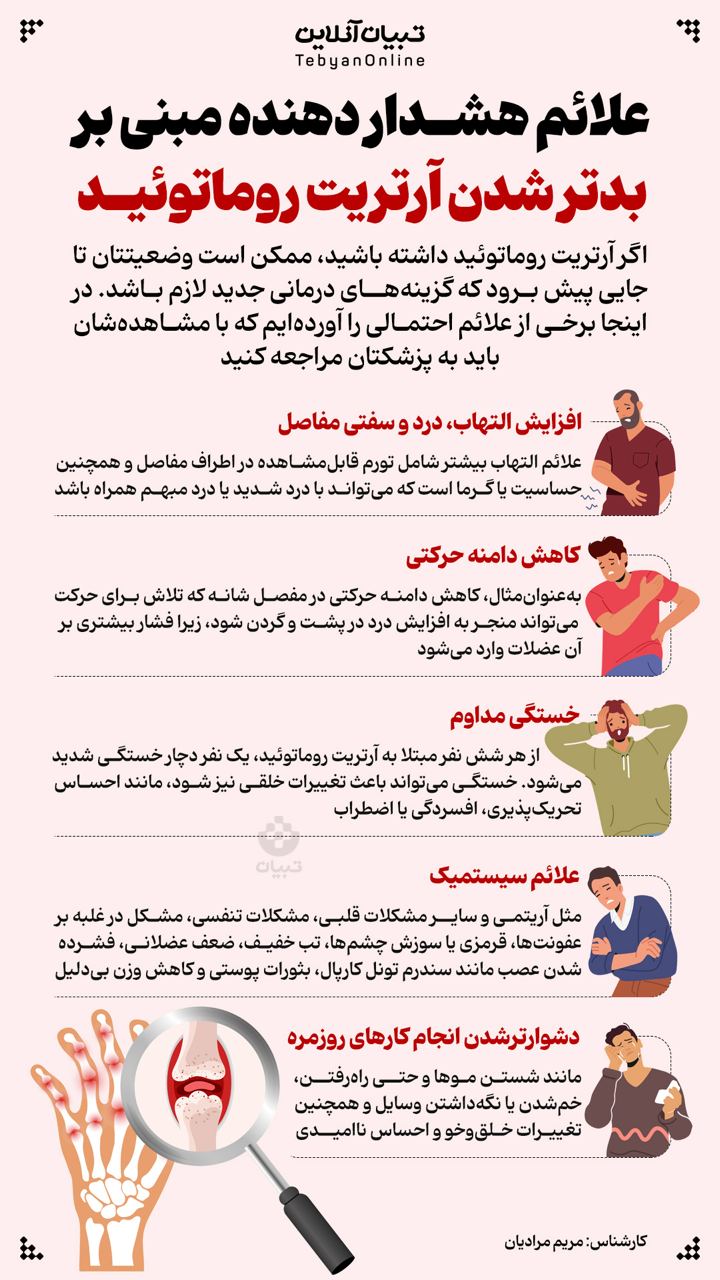 علائم هشدار دهنده مبنی بر بدتر شدن آرتریت روماتوئید