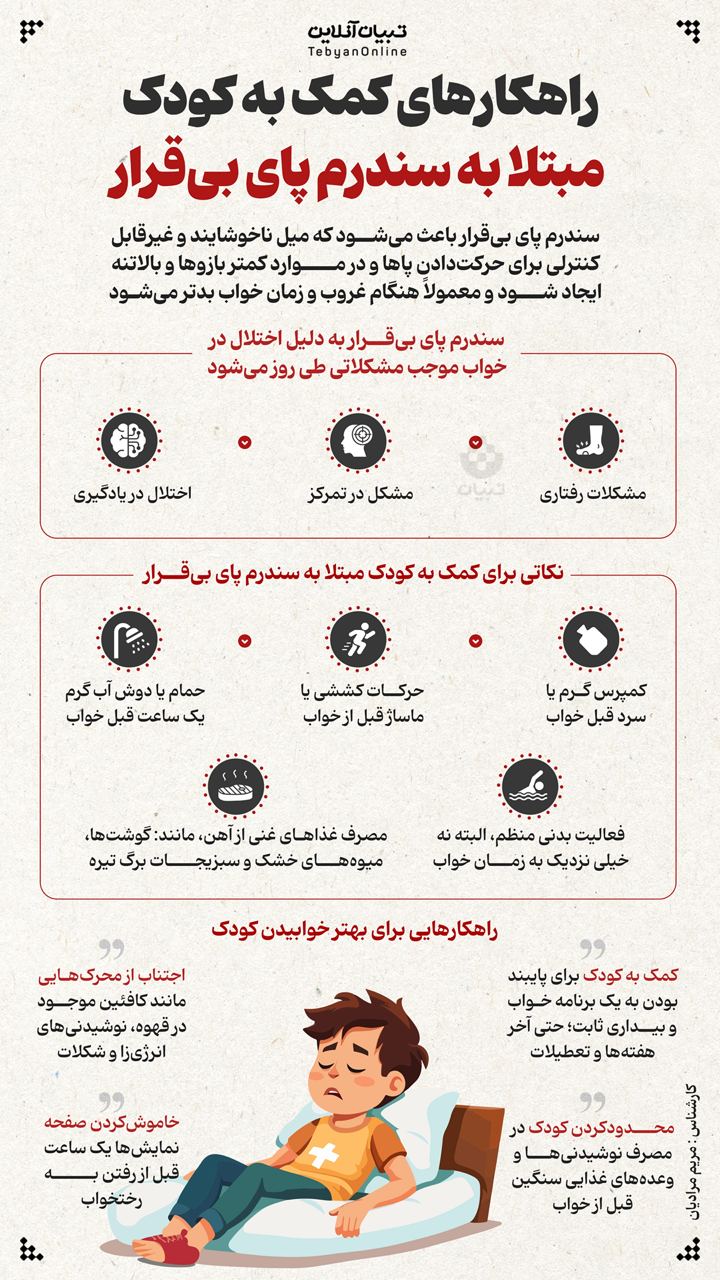 راهکارهای کمک به کودک مبتلا به سندرم پای بی قرار
