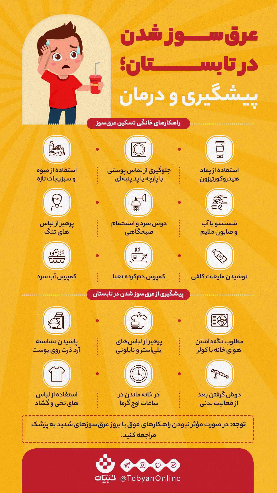 اینفوگرافیک| راه‌های پیشگیری و درمان عرق سوز 