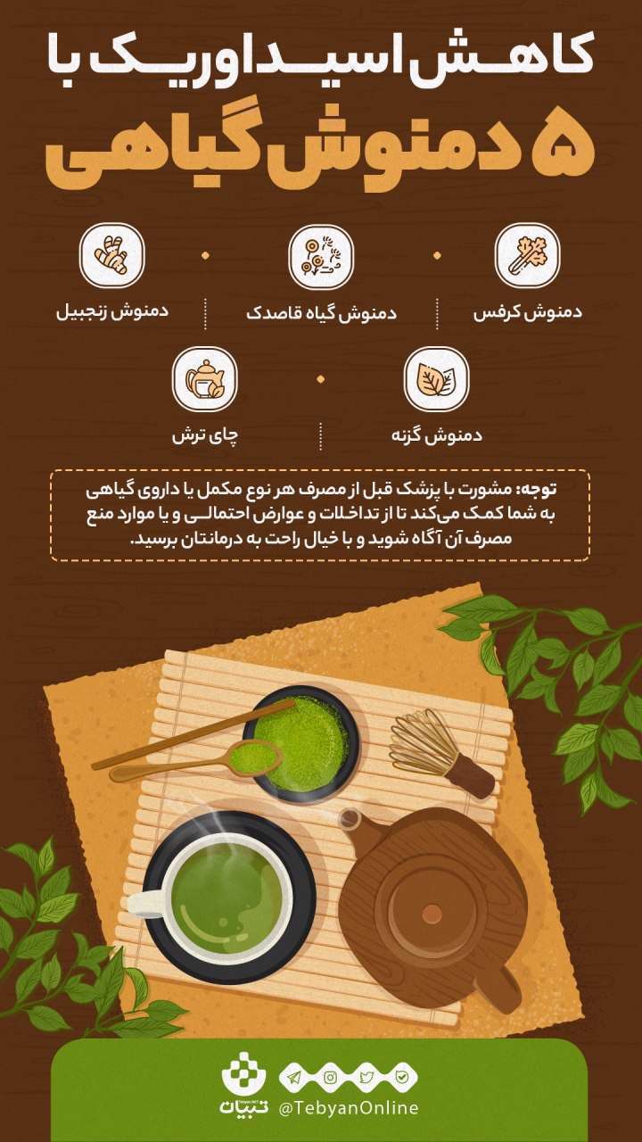 ۵ دمنوش گیاهی برای کاهش اسیداوریک خون [اینفوگرافیک]