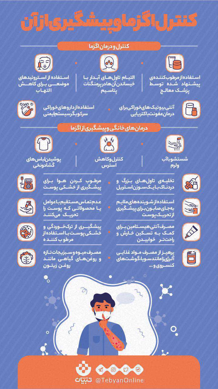 کنترل اگزما و  پیشگیری از آن؛ اینفوگرافیک
