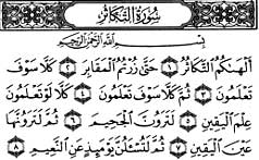 سوره مباركه تكاثر