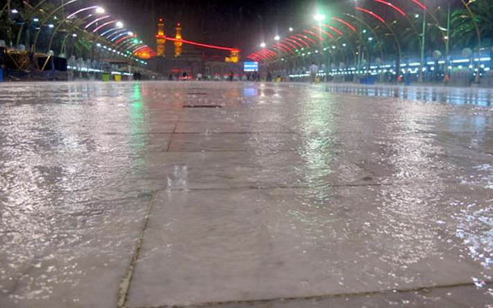 بارش رحمت الهی در کربلای معلی
