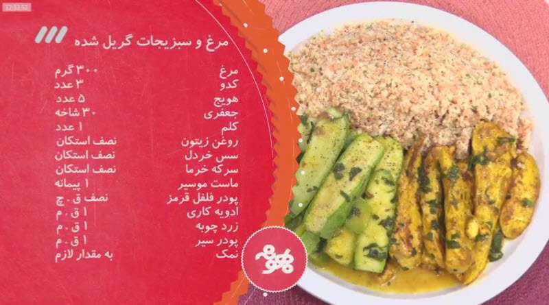 مرغ و سبزیجات گریل شده | سامان گلریز