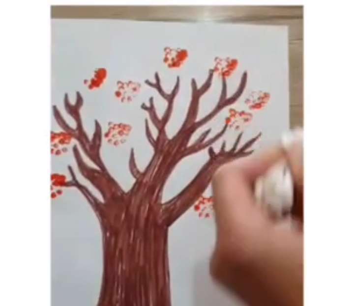 نقاشی خلاقانه درخت پاییزی
