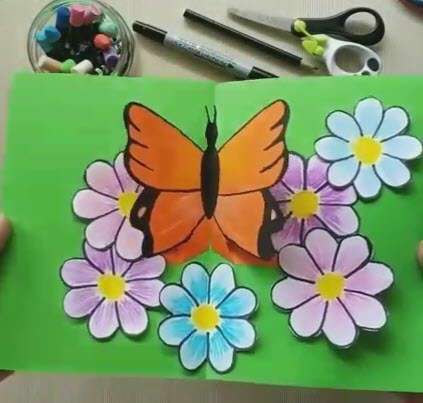 آموزش ساخت کارت پستال سه بعدی گل و پروانه