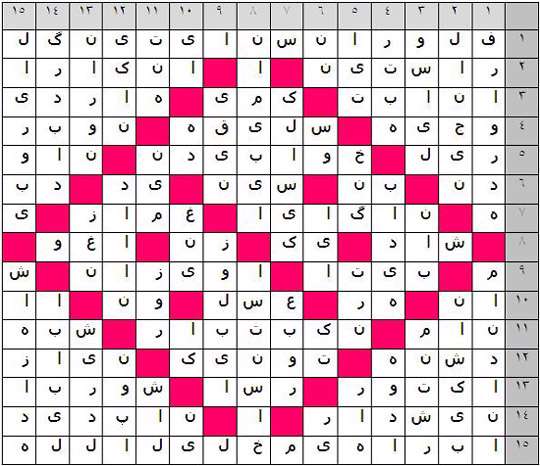 جدول کلمات متقاطع 10 سوال ویژه 25/5/90